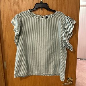Green striped blouse